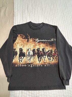 PacSun Black Long Sleeve Graphic Tee with Horse Print
